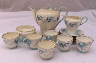 Aynsley Las Palmas coffee set for six place settings to include cups, saucers, milk jug, sugar