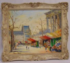 George Hann framed oil on canvas of a Parisienne street scene, signed bottom left, 50 x 60cm, ARR