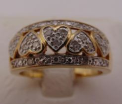 9ct gold and pave set diamond ring, approx total weight 6.6g