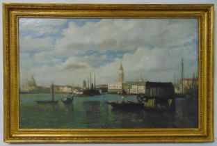William Graham framed oil on canvas of Venice from The Ponte Della marina, details and signature