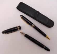 Mont Blanc Meisterstuck 146 fountain pen and Meisterstuck rollerball pen to include leather case