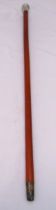 Malacca walking cane with rounded hallmarked silver knop monogrammed, Edinburgh hallmark