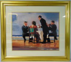 Jack Vettriano framed and glazed polychromatic lithographic print titled Eulogy for the dead