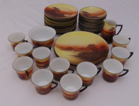 A continental teaset for twelve place settings, to include cups, saucers, plates, cake plates, sugar