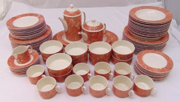 Villeroy and Boch Sienna pattern dinner and tea service to include plates, bowls, a coffee pot, a