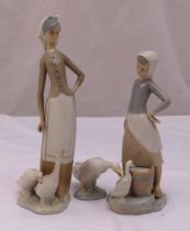 Two Lladro figurines to include girls with ducks and geese, tallest 28cm (h)