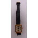 Otis 18t gold ladies wristwatch on replacement leather strap