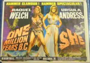 One Million Years BC and She circa 1968 movie poster Raquel Welch and Ursula Andress, Associated