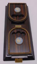 A Victorian Coromandal desk slide with Wedgwood Jasperware roundels, stamped Betjemanns and retailed