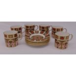 Royal Crown Derby Imari pattern set of six coffee cups and saucers