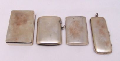 Three hallmarked silver vesta cases, various shape, form and decoration and a hallmarked silver