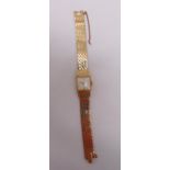 Jaeger LeCoultre 9ct gold ladies wristwatch on 9ct gold articulated bracelet, approx total weight