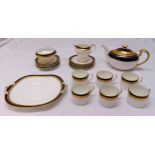 Aynsley Blue Cobalt teaset to include cups, saucers and a teapot (22)