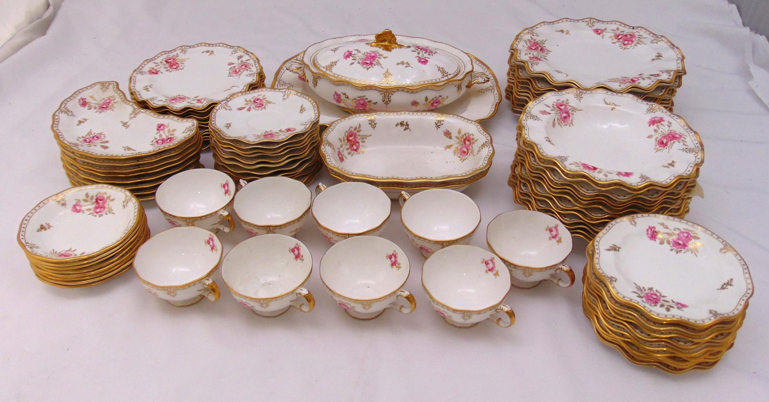 Royal Crown Derby Royal Pixton Roses pattern dinner and tea service to include plates, bowls,