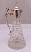 Garrard & Co Elizabeth II hallmarked silver mounted glass claret jug of tapered conical form, the