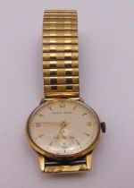 Smiths Astral 9ct gold cased gentleman’s wristwatch, subsidiary seconds dial, the back engraved