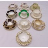 Rockingham porcelain ten cabinet cups and saucers of various shape and form