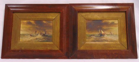 Robert Cavalla a pair of framed oils on panel seascapes, signed bottom left and right, 11.5 x 17cm