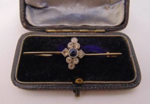 Victorian gold, diamond and sapphire tie pin, approx total weight 4.9g