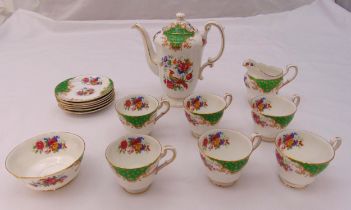 Paragon Rockingham coffee set to include a coffee pot, milk jug, sugar bowl, cups and saucers for