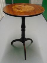 Mahogany circular occasional table on three outswept legs, 71 x 45.5cm