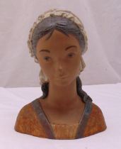 Lladro figural bust of a lady wearing a head covering, 34cm (h)