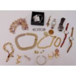 A quantity of costume jewellery to include necklaces, bracelets and wristwatches