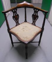 A mahogany upholstered music chair on four turned legs