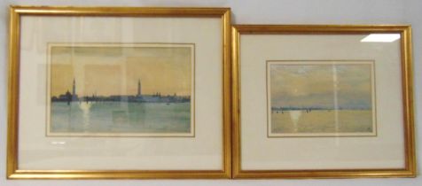 Two framed and glazed watercolours of Venetian canal scenes, 15.5 x 23cm 19.5 x 31cm