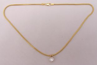 Yellow gold and diamond pendant on a 14ct yellow gold chain, diamond approx 2 carats, approx total