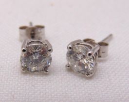 18ct white gold and diamond stud earrings, each diamond approx 75 points, approx total weight 1.6g