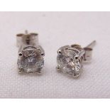 18ct white gold and diamond stud earrings, each diamond approx 75 points, approx total weight 1.6g