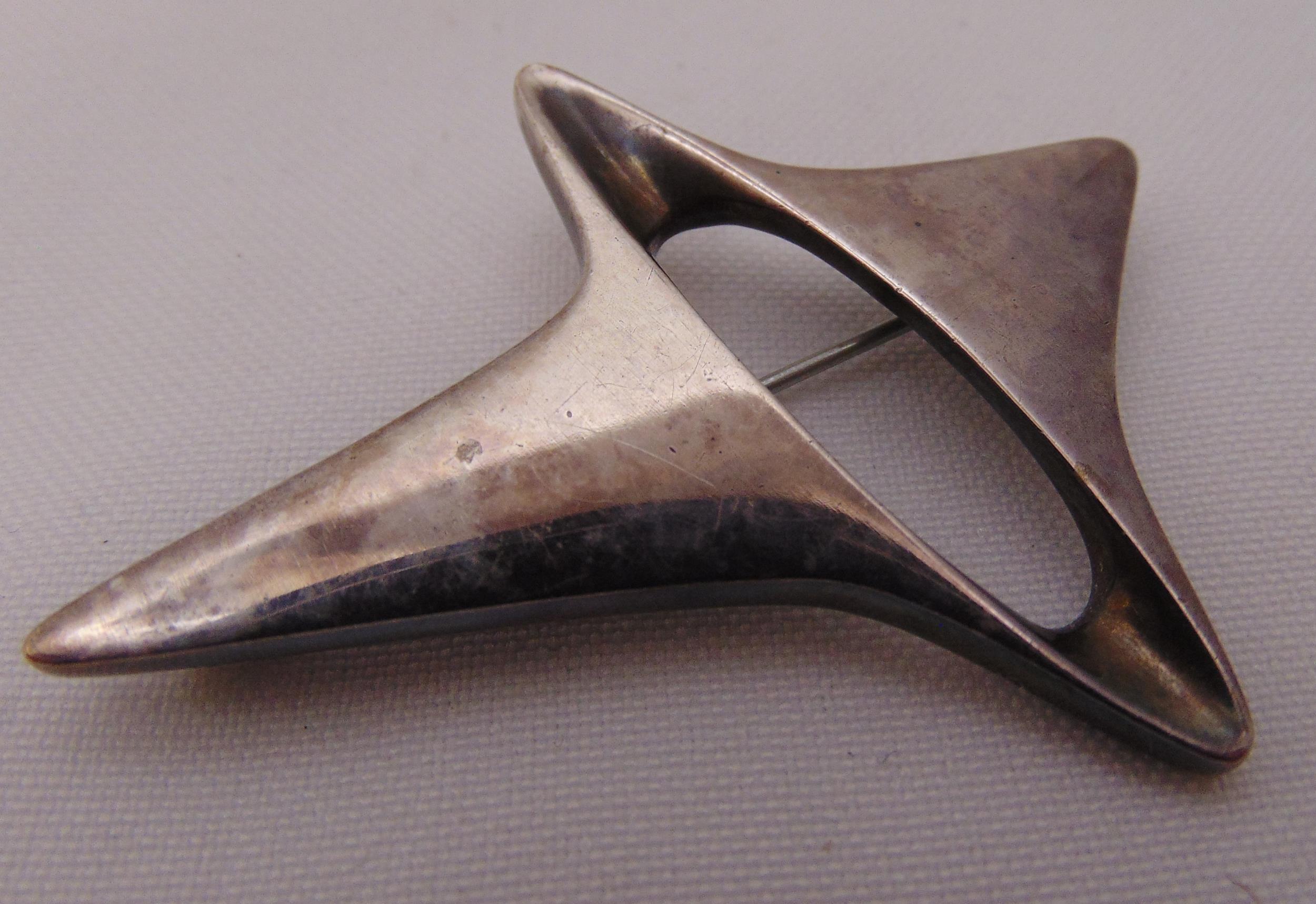 Vintage Georg Jensen hallmarked sterling silver star brooch # 339, designed by Henning Koppel