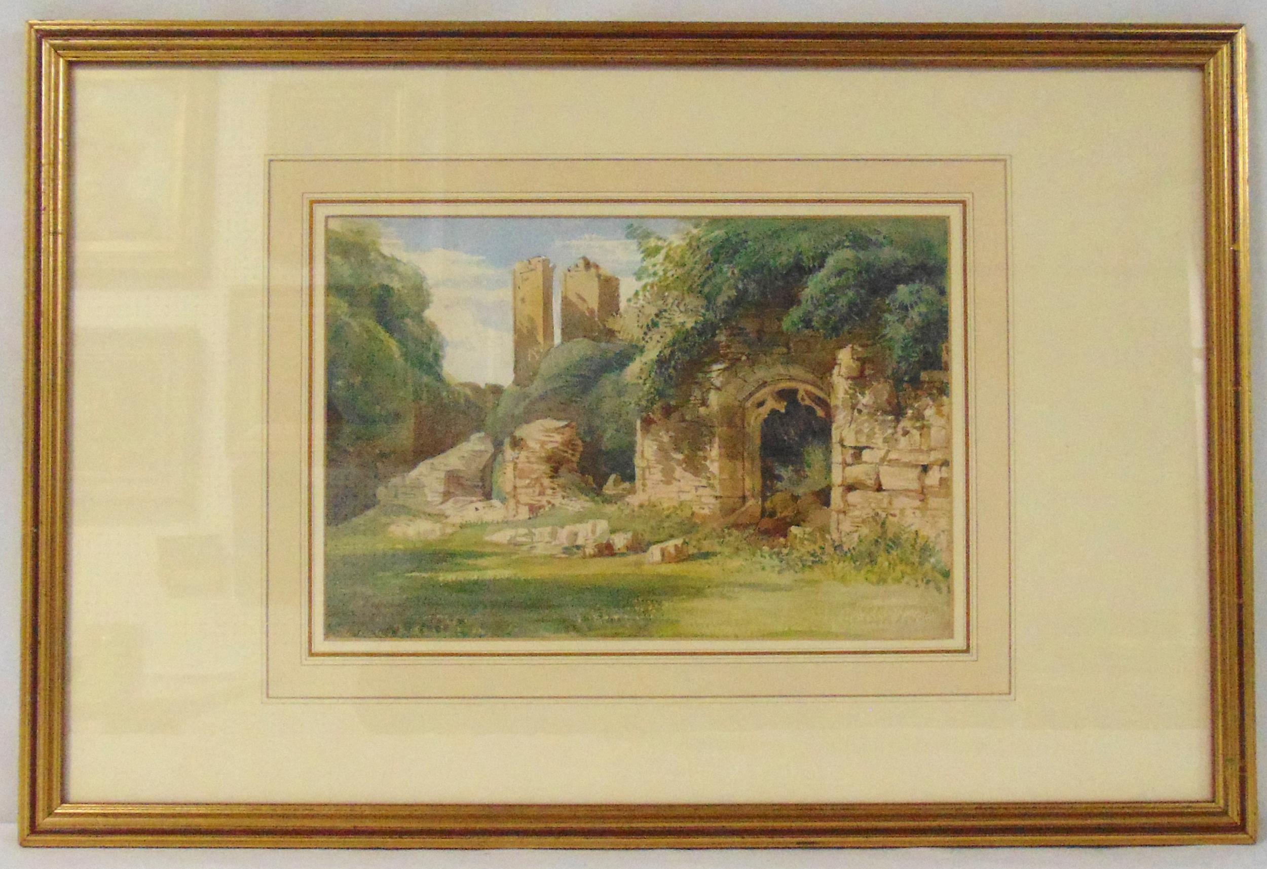 William Nestfield framed and glazed watercolour of Fincham Abbey near Durham, signed and dated