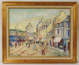 George Hann framed oil on canvas of a French street scene, signed bottom left, 39.5 x 49.5cm, ARR