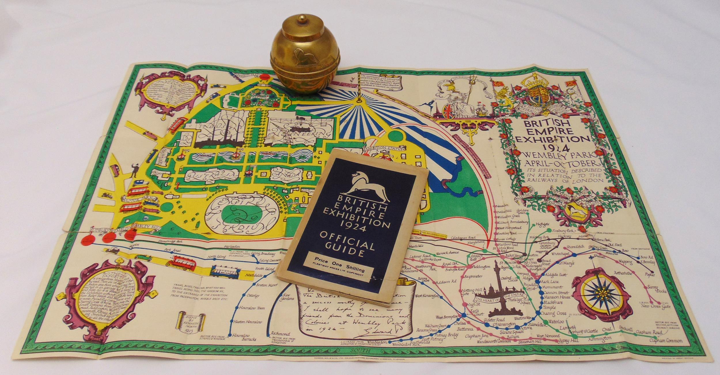 British Empire 1924 Official Guide booklet, British Empire Exhibition 1924 Wembley map and Lipton