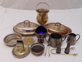 A quantity of silver plate to include entr‚e dishes and covers ,an ice bucket, a bonbon dish with