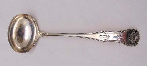 A George IV Scottish hallmarked silver Kings pattern single struck soup ladle, Edinburgh 1825