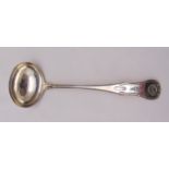 A George IV Scottish hallmarked silver Kings pattern single struck soup ladle, Edinburgh 1825