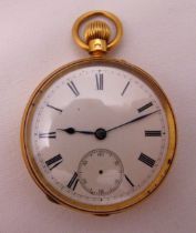 Webster of Queen Victoria Street London 18ct yellow gold open face pocket watch with white enamel