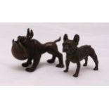 Two Japanese Okimono figurines of dogs, 5.5x 8x 2.5cm and 6 x 6.5 x 2cm