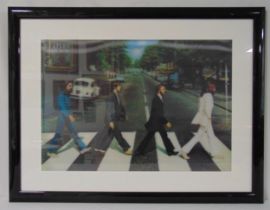 3D framed and glazed image of The Beatles crossing Abbey Road, 45.5 x 66cm