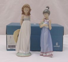 Two Lladro figurines of girls, marks to the bases one with original packaging, tallest 22cm (h)
