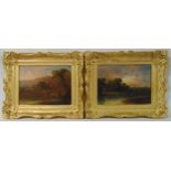 A pair of 19th century framed oils on panel of English landscapes, A/F, each 22 x 29.5cm