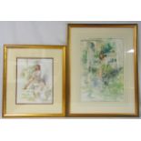 Gordon King two framed and glazed polychromatic lithographic prints of ladies, 53 x 35.5cm, 36.5 x