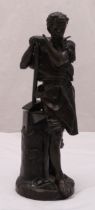 Carlo Nicol bronze figurine of a Blacksmith at his anvil, signed to the base, 34.5cm (h)
