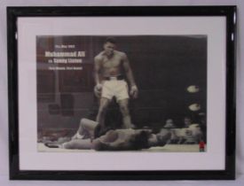 3D framed and glazed image of Mohammed Ali vs Sonny Liston, 45.5 x 66cm