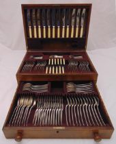 A canteen of silver plated flatware for twelve place settings to include knives, forks, spoons and