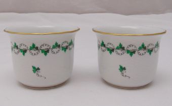 A pair of Herend nut dishes decorated with clover leaves and gilded rims, marks to the bases, 7.