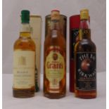 Three bottles of Scotch whisky to include Grants The Family Reserve 70cl 40%, The BA Kirkwall 8 year